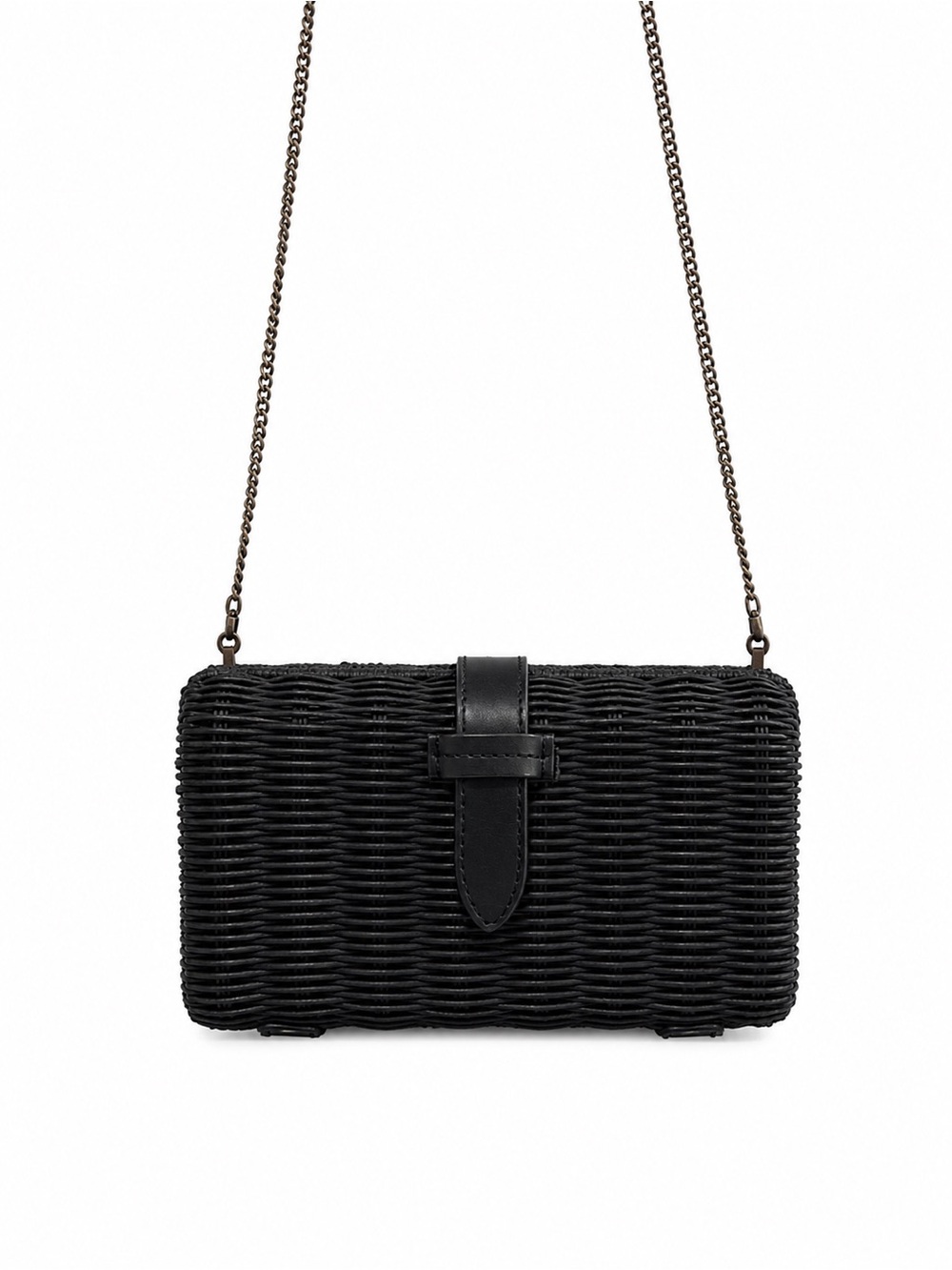 J.Crew Rattan Clutch Bag Black Woven Crossbody Bag - Elegant Everyday Carry